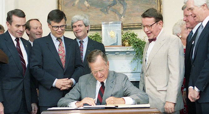 President Bush participates in a signing ceremony for H.R. 751, The National Literacy Act of 1991 (July 25, 1991)